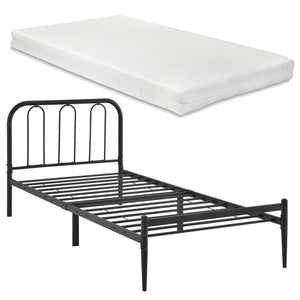 Pat dormitor Hanco cu saltea metal negru mat masuri diferite [en.casa]
