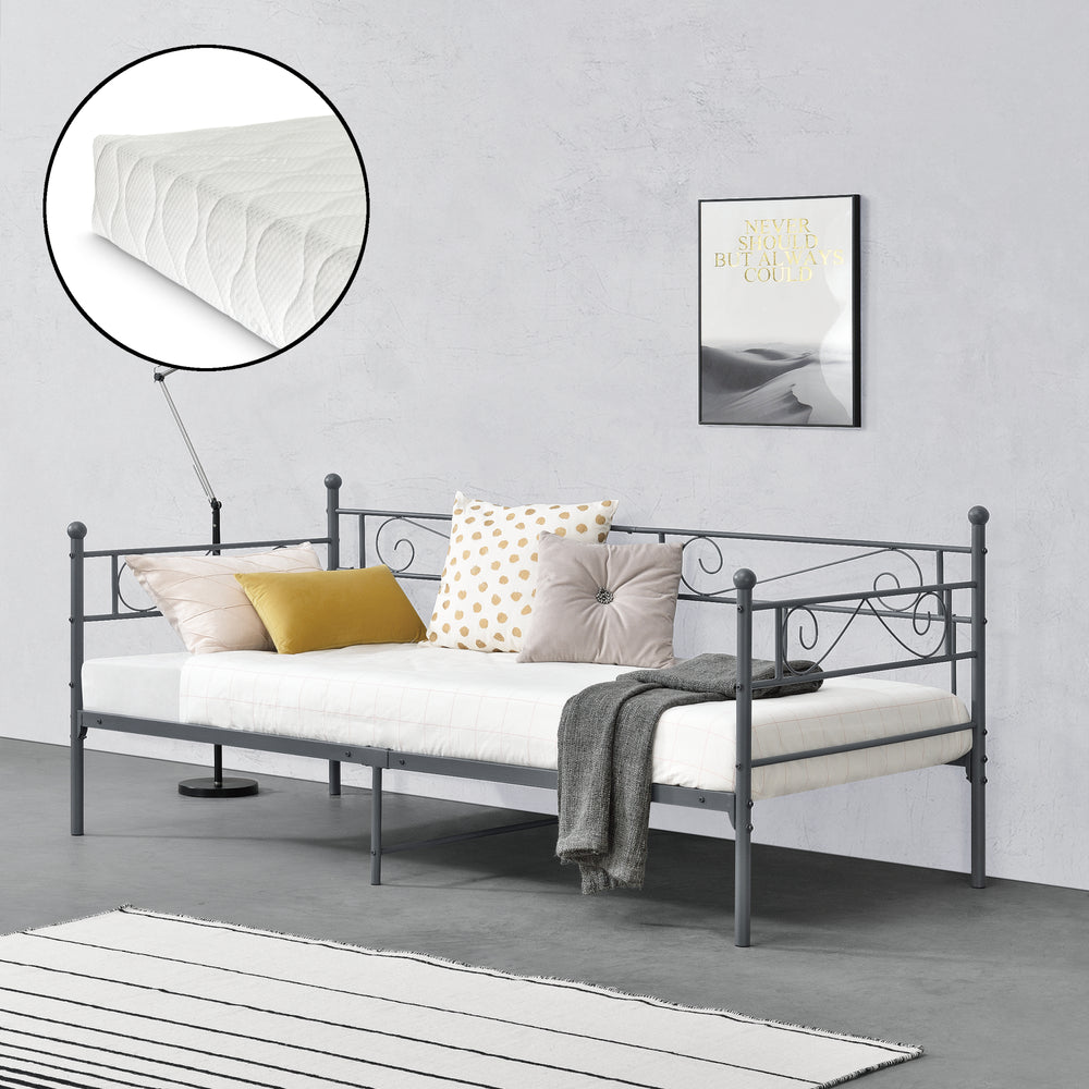 Metallbett Kerava 90x200 cm mit Kaltschaummatratze versch. Farben en.casa - premiumXL