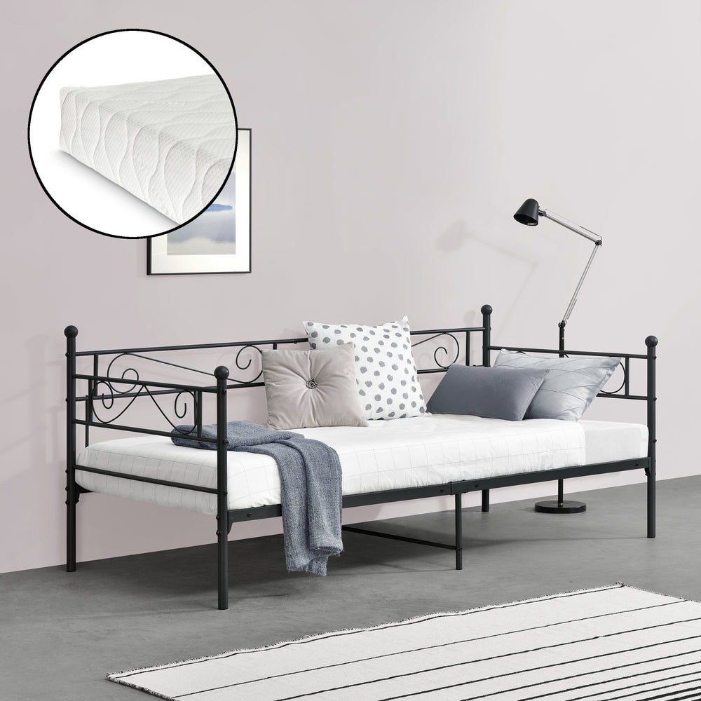 Metallbett Kerava 90x200 cm mit Kaltschaummatratze versch. Farben en.casa - premiumXL