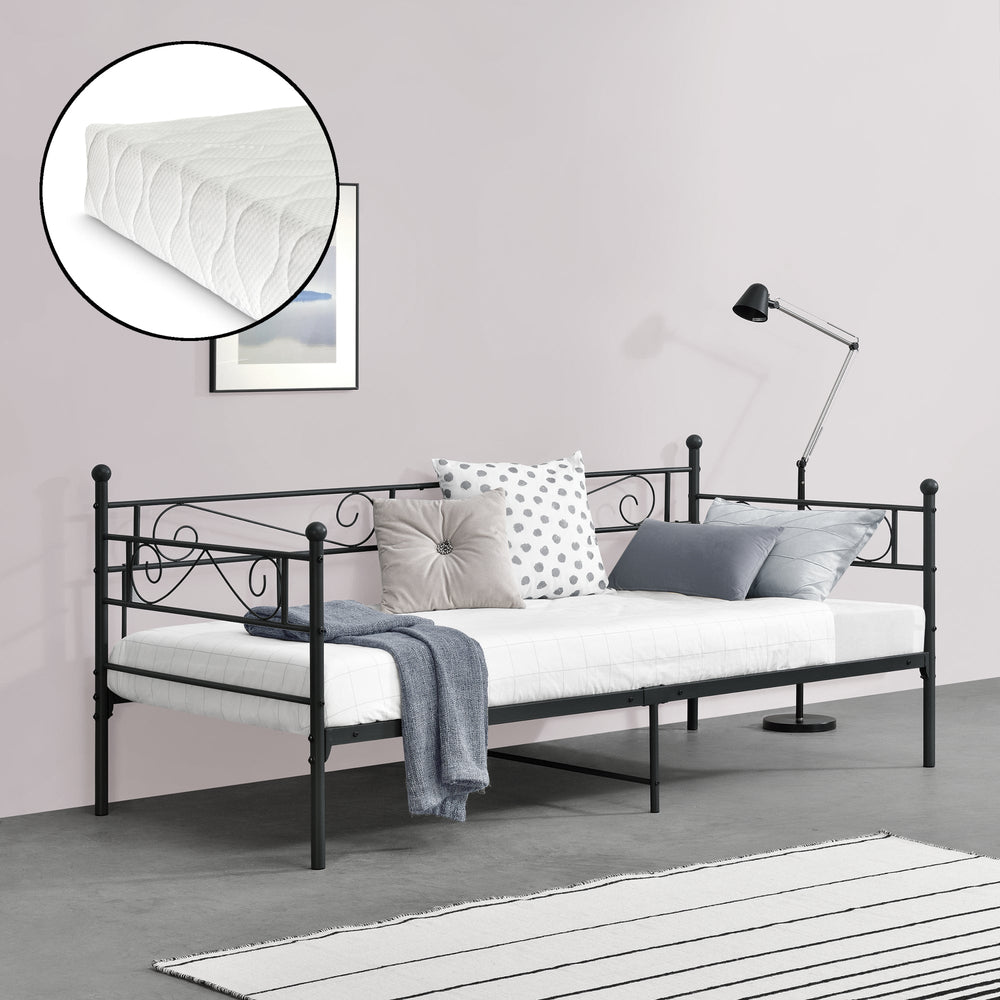 Metallbett Kerava 90x200 cm mit Kaltschaummatratze versch. Farben en.casa - premiumXL