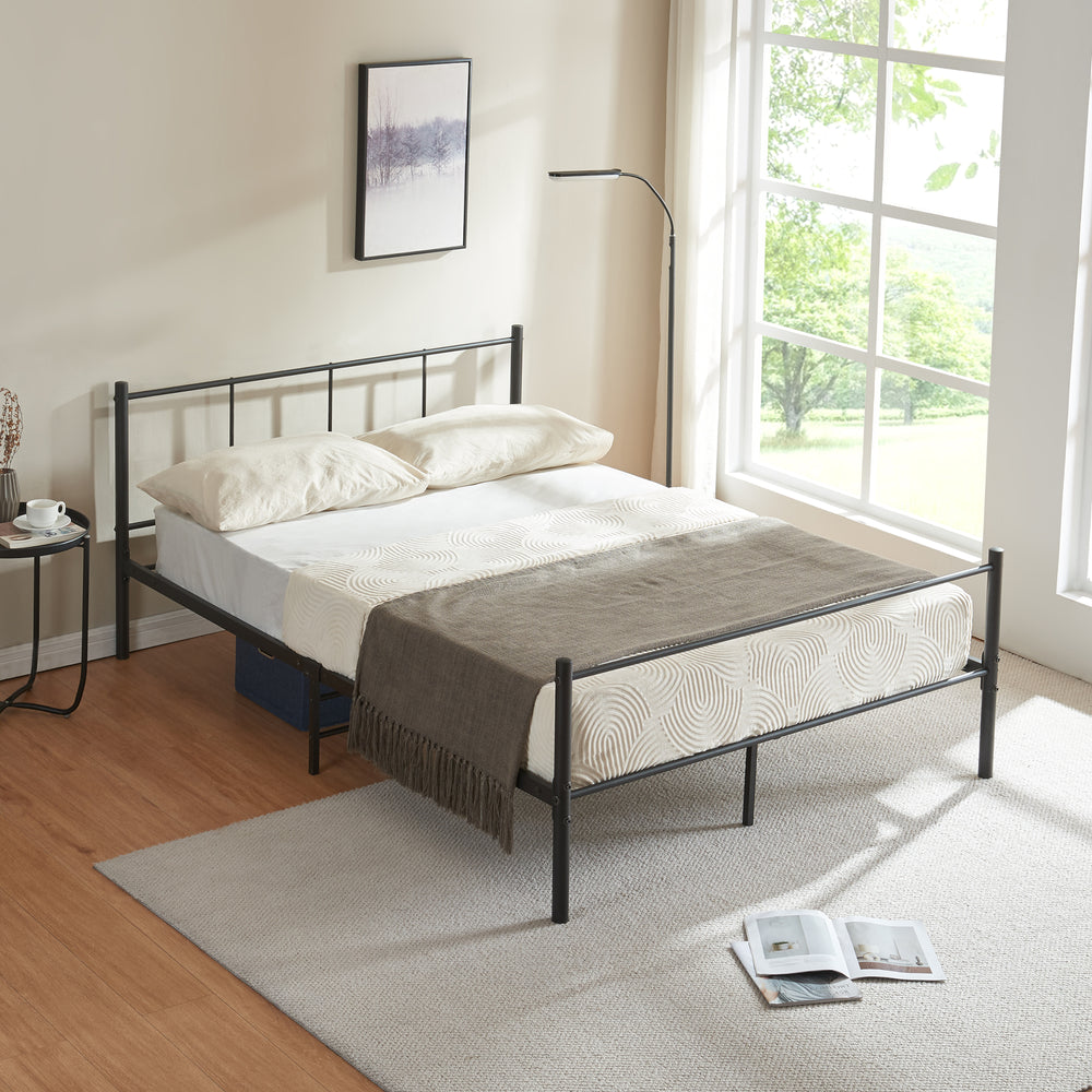 Metallbett mit Kaltschaummatratze Laos Schwarz [en.casa] - premiumXL