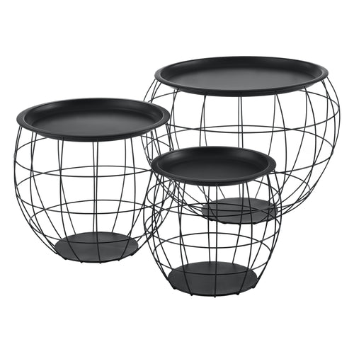 Couchtisch Neman 3er Set Metallkorb Schwarz en.casa - premiumXL