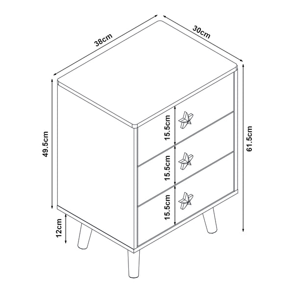 Comoda cu 3 sertare pt. copii Sandnes 62x38x30 cm [en.casa]