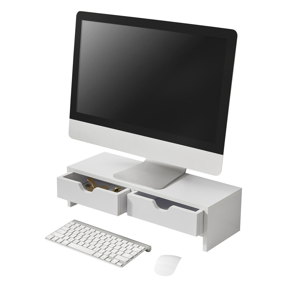 Monitorständer Mänttä mit 2 Schubladen 50x18x13cm in versch. Farben [en.casa] - premiumXL