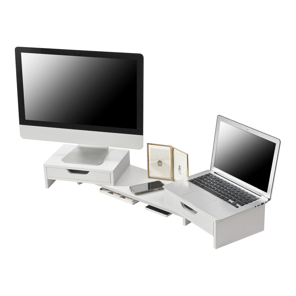 Monitorständer Marttila mit 2 Schubladen 60x22x11cm in versch. Farben [en.casa] - premiumXL