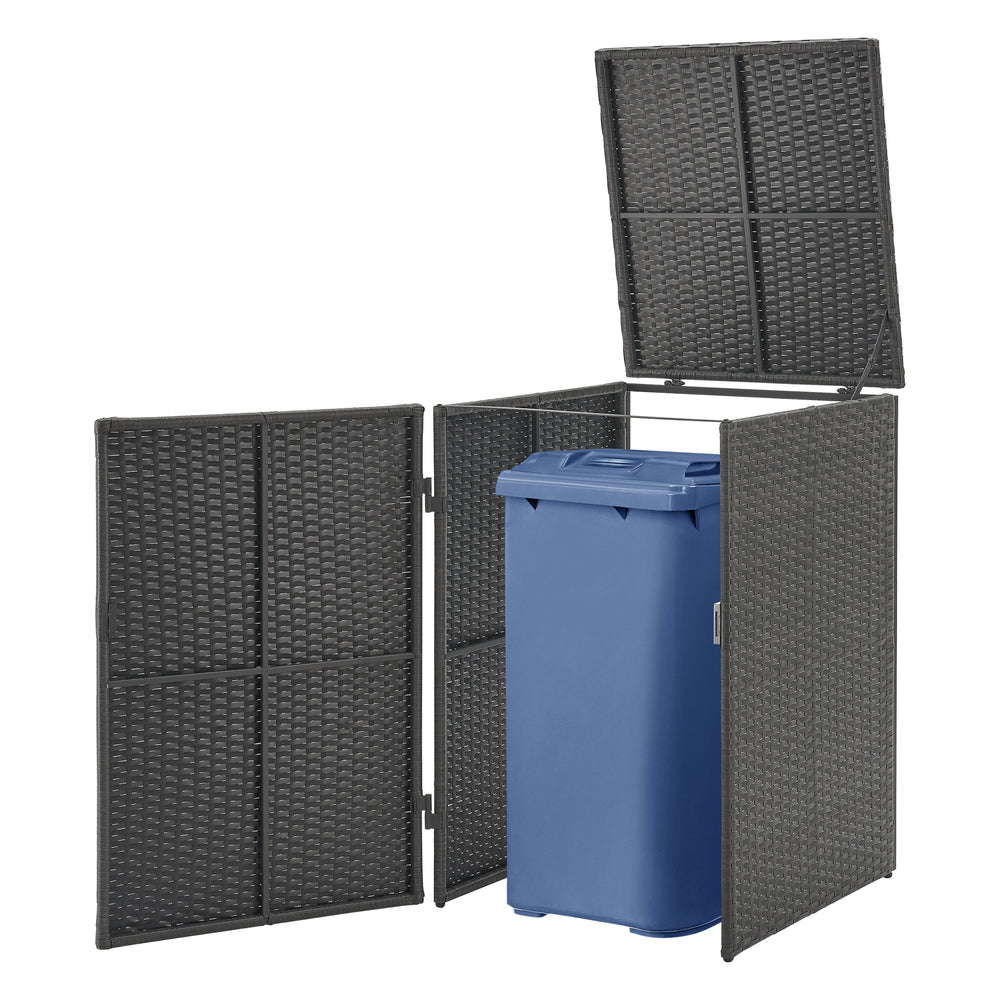 Mülltonnen Verkleidung Widnau für 1/2 Mülltonnen Polyrattan Dunkelgrau [en.casa] - premiumXL