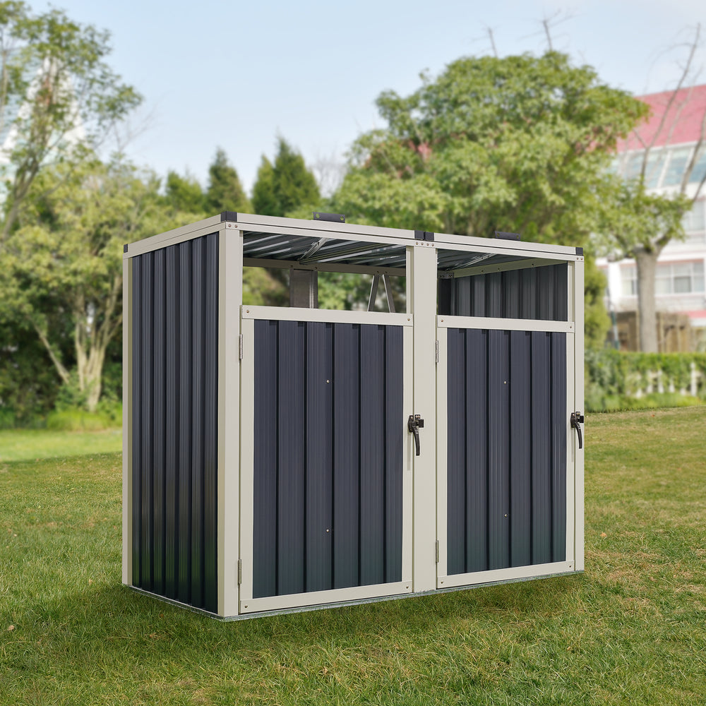 Mülltonnenbox Tarbek für 1/2/3/4 Tonnen Stahl verzinkt Anthrazit in versch. Größen [en.casa] - premiumXL