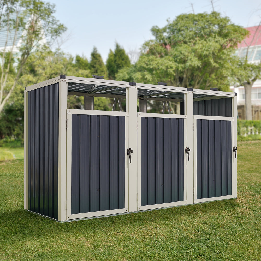 Mülltonnenbox Tarbek für 1/2/3/4 Tonnen Stahl verzinkt Anthrazit in versch. Größen [en.casa] - premiumXL