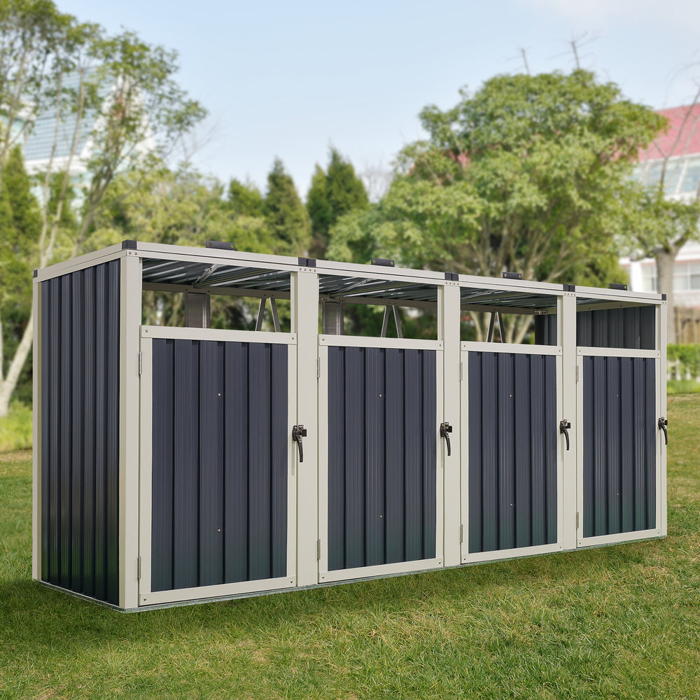 Mülltonnenbox Tarbek für 1/2/3/4 Tonnen Stahl verzinkt Anthrazit in versch. Größen [en.casa] - premiumXL