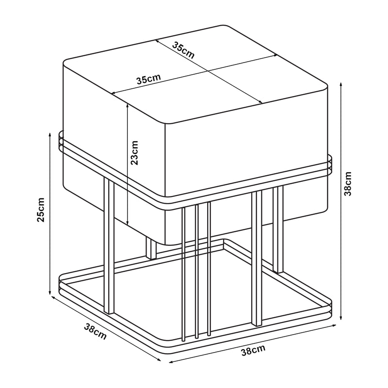 Schiță cotată Set 2 buc taburet multifunctional stivuibil Tas [en.casa]