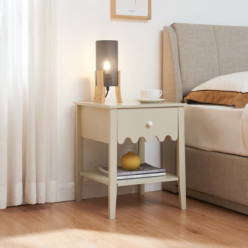 Noptiera Luspoo 50x40x40 cm crem deschis [en.casa]