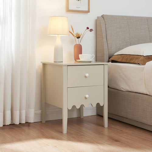 Noptiera Luspoo 50x40x40 cm crem deschis [en.casa]