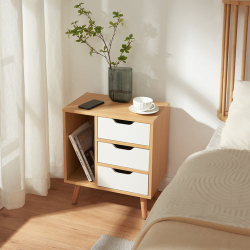 Noptiera Bordkak 55x48x30 cm efect stejar/alb [en.casa]