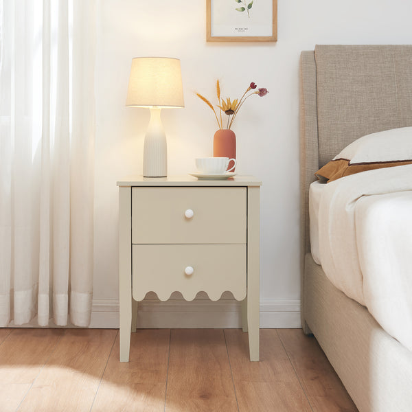 Noptiera Luspoo 50x40x40 cm crem deschis [en.casa]