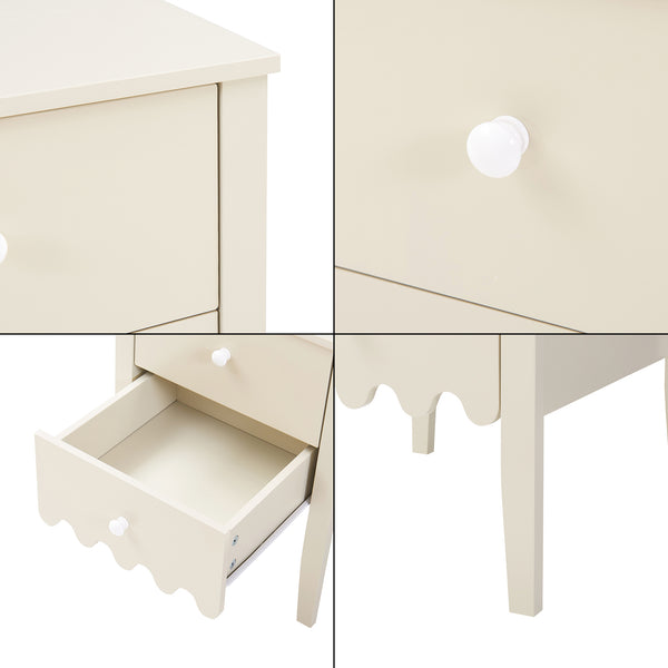 Noptiera Luspoo 50x40x40 cm crem deschis [en.casa]