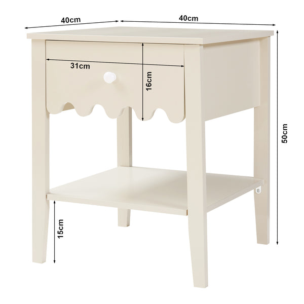 Noptiera Luspoo 50x40x40 cm crem deschis [en.casa]