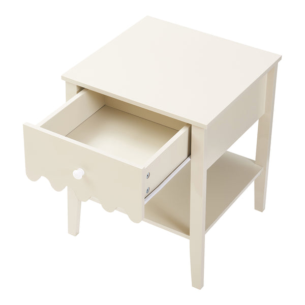 Noptiera Luspoo 50x40x40 cm crem deschis [en.casa]