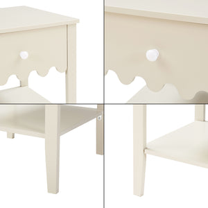 Noptiera Luspoo 50x40x40 cm crem deschis [en.casa]