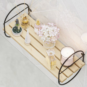 Raft perete Oulu metal lemn negru natur [en.casa]