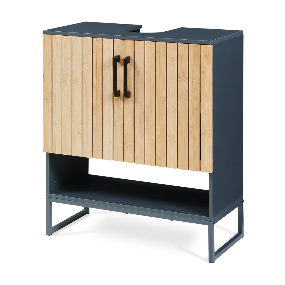 Dulap pentru chiuvetă Svanes 70x60x30 cm Gri închis/Natural [en.casa]