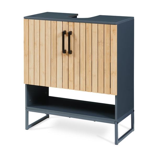 Dulap pentru chiuvetă Svanes 70x60x30 cm Gri închis/Natural [en.casa]