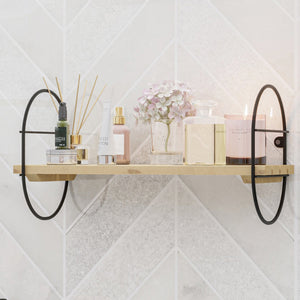 Raft perete Oulu metal lemn negru natur [en.casa]