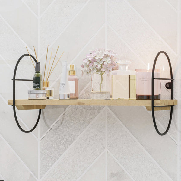 Raft perete Oulu metal lemn negru natur [en.casa]