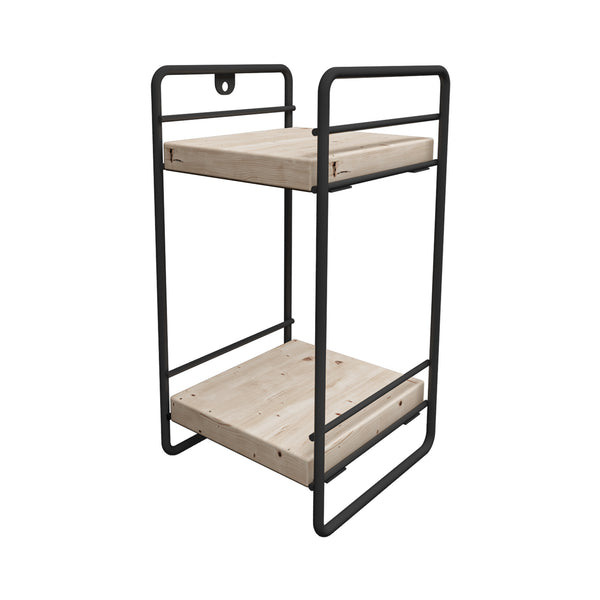 Raft de sine statator Pargas metal lemn negru natur [en.casa]