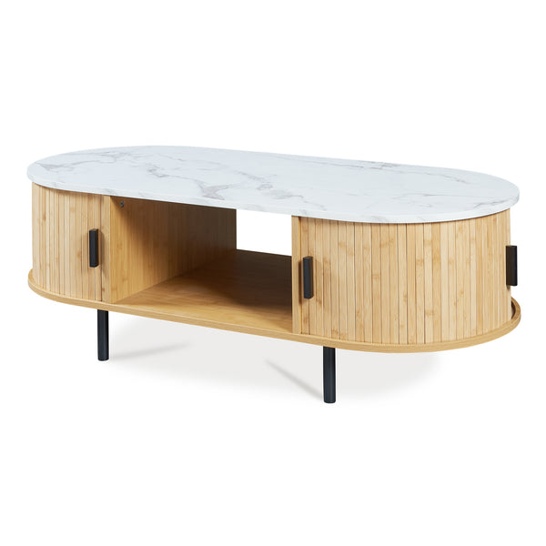 Masuta cafea cu 2 usi glisante si rafturi Tvedestrand 120x55x40 cm [en.casa]