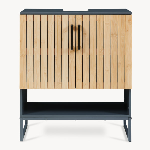 Dulap pentru chiuvetă Svanes 70x60x30 cm Gri închis/Natural [en.casa]