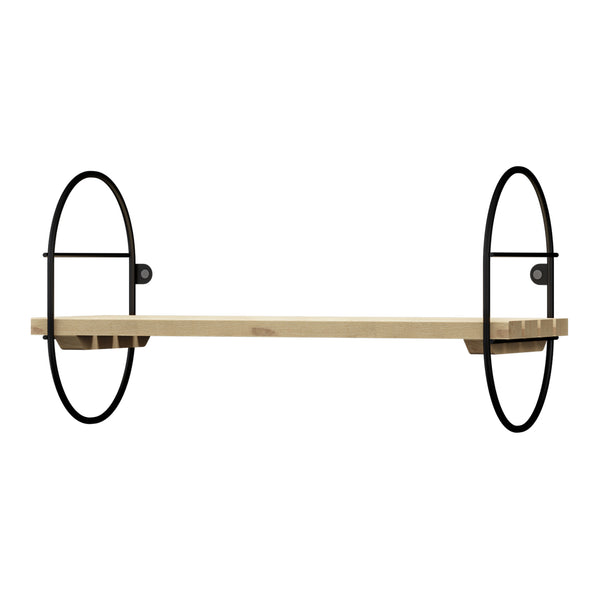 Raft perete Oulu metal lemn negru natur [en.casa]