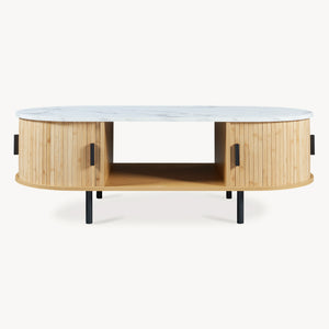 Masuta cafea cu 2 usi glisante si rafturi Tvedestrand 120x55x40 cm [en.casa]