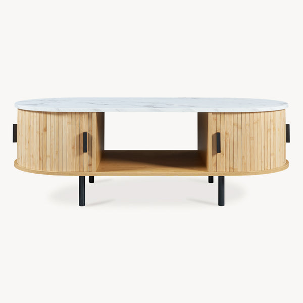 Masuta cafea cu 2 usi glisante si rafturi Tvedestrand 120x55x40 cm [en.casa]