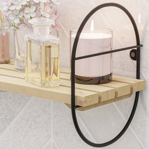 Raft perete Oulu metal lemn negru natur [en.casa]