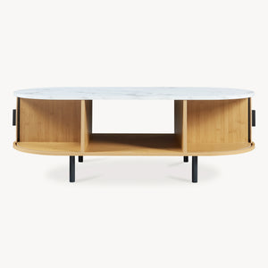 Masuta cafea cu 2 usi glisante si rafturi Tvedestrand 120x55x40 cm [en.casa]