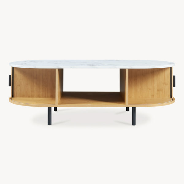 Masuta cafea cu 2 usi glisante si rafturi Tvedestrand 120x55x40 cm [en.casa]