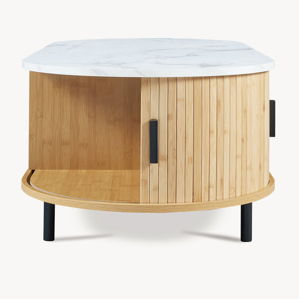 Masuta cafea cu 2 usi glisante si rafturi Tvedestrand 120x55x40 cm [en.casa]