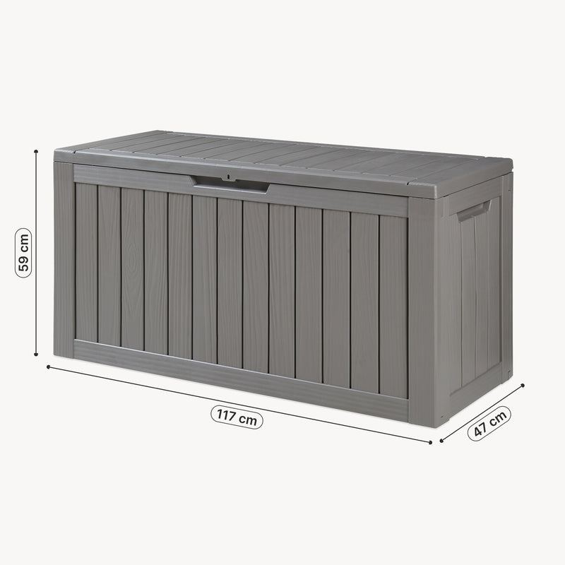 Schiță cotată Lada cu capac pentru depozitare in gradina Vades 117x47x59 cm [casa.pro] 