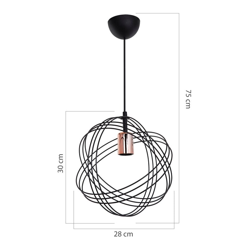 Schiță cotată Lustră suspendată Hove E27 metal în diferite culori [lux.pro]