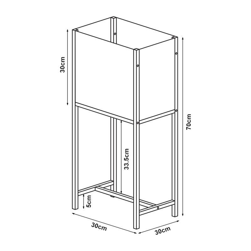 Schiță cotată Suport plante Porsgrunn metal negru masuri diferite [en.casa] 