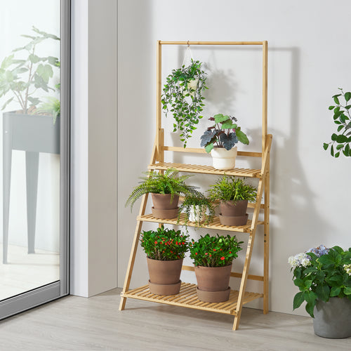 Pflanzenleiter Brändö 3 - Ebenen 144 x 70 x 39,5 cm Bambus [en.casa] - premiumXL