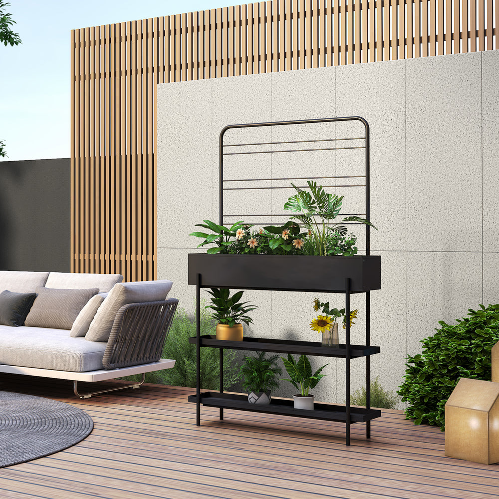 Outdoor Pflanzenständer Aalsmeer Metall 154x96x24 cm Schwarz [casa.pro] - premiumXL