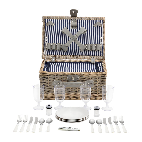 Coș de picnic cu set de tacâmuri pentru 2/4 persoane în diferite culori casa.pro