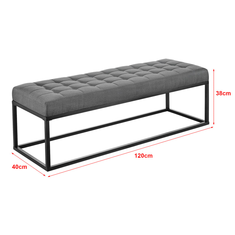 Schiță cotată Bancheta tapitata dormitor Salta 120 x 40 x 38 cm culori diferite [pro.tec]