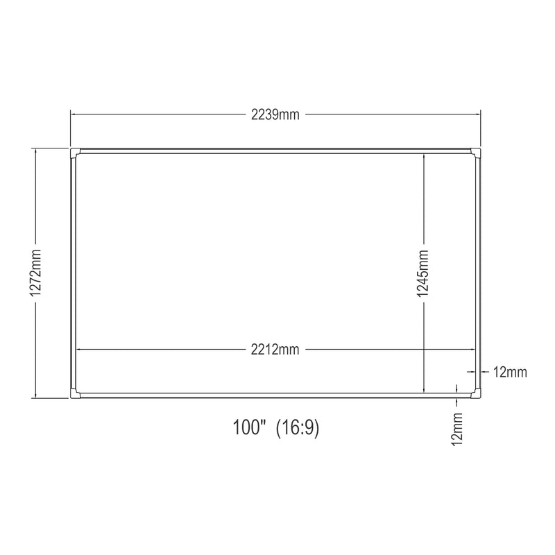 Schiță cotată Ecran proiectie montabil pe perete Väkhoga gri [en.casa]