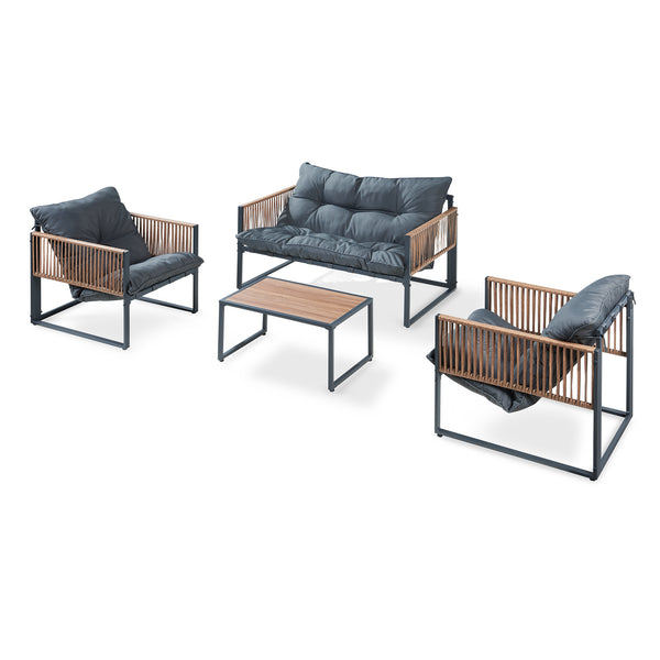 Set 4 piese mobilier gradina masa banca si 2 scaune Karg [casa.pro]