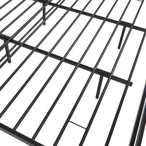 Pat metalic cu tetiera dreptunghiulara Linköping 300 kg negru/efect ratan [en.casa]