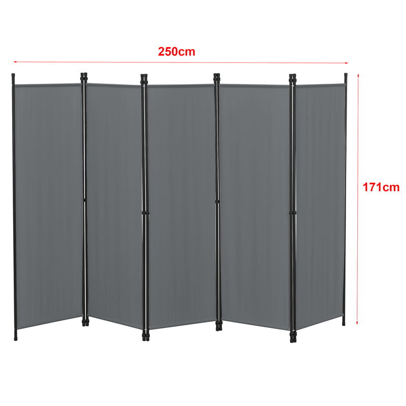 Schiță cotată Paravan Huesca 5 piese 250x171 cm culori variate en.casa