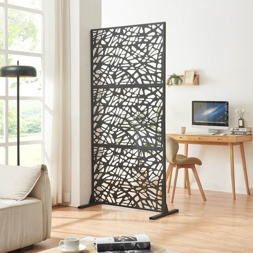 Indoor Trennwand Poskind Stahl 200x100x50 cm Schwarz [casa.pro] - premiumXL