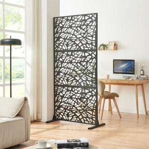 Indoor Trennwand Poskind Stahl 200x100x50 cm Schwarz [casa.pro] - premiumXL